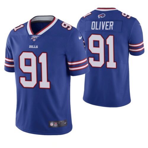 68624bf26ee93_1 Men's Buffalo Bills #91 Ed Oliver Blue 2019 100th Season Vapor Untouchable Limited Stitched NFL Jersey