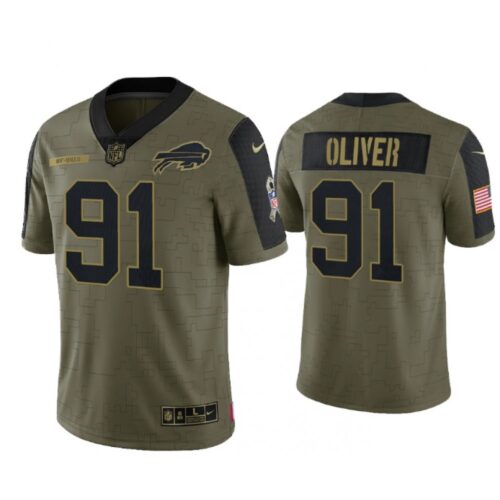 68624c33480ee_1 Men's Buffalo Bills #91 Ed Oliver 2021 Olive Salute To Service Limited Stitched Jersey