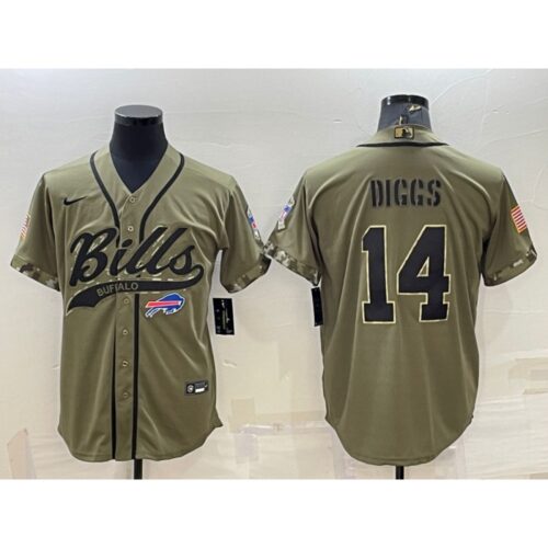 68624c36a9135_1 Men's Buffalo Bills #14 Stefon Diggs 2022 Olive Salute to Service Cool Base Stitched Baseball Jersey