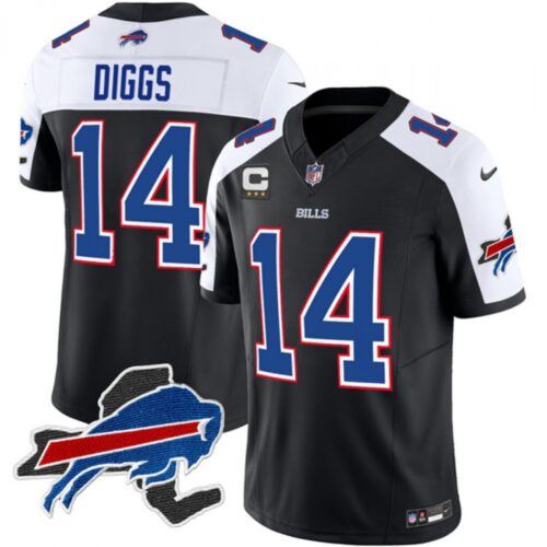 68624c64ac460_1 Men's Buffalo Bills #14 Stefon Diggs Black/White 2023 F.U.S.E. New York Patch and 3-Star C Patch Vapor Untouchable Limited Stitched Football Jersey