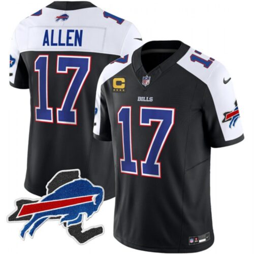 68624c6819b17_1 Men's Buffalo Bills #17 Josh Allen Black/White 2023 F.U.S.E. New York Patch and 4-Star C Patch Vapor Untouchable Limited Stitched Football Jersey