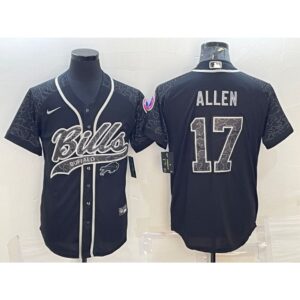 68624c7d8afcb_1 Men's Buffalo Bills #17 Josh Allen Black Reflective With Patch Cool Base Stitched Baseball Jersey