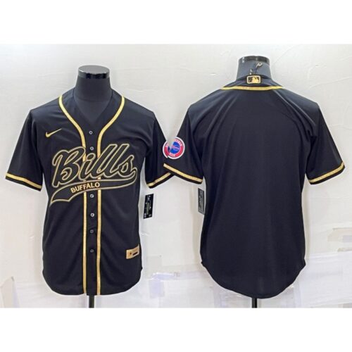 68624c879d6bb_1 Men's Buffalo Bills Blank Black Gold With Patch Cool Base Stitched Baseball Jersey