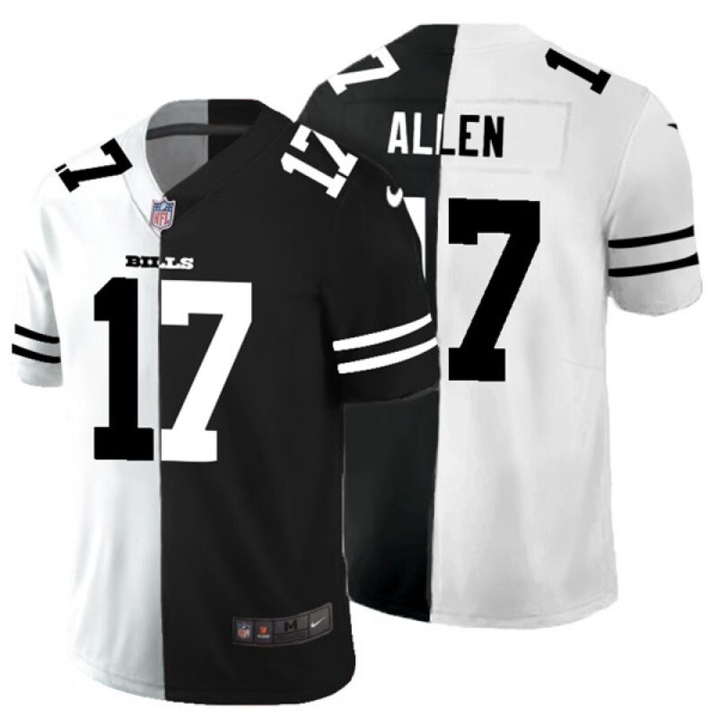 68624cd186878_1 Men's Buffalo Bills #17 Josh Allen Black & White Split Limited Stitched Jersey