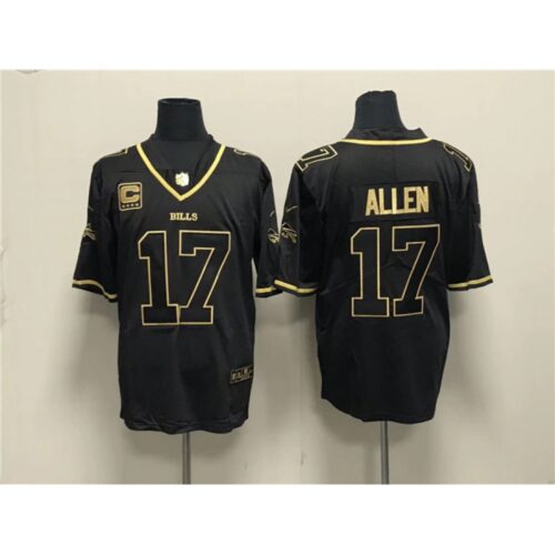 68624cf1b9964_1 Men's Buffalo Bills #17 Josh Allen Black Gold With 4-star C Patch Limited Stitched Jersey