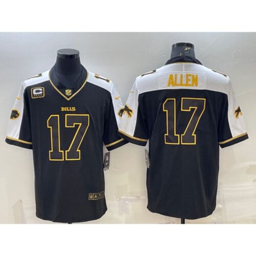 68624cf553882_1 Men's Buffalo Bills #17 Josh Allen Black Gold With C Patch Thanksgiving Vapor Untouchable Limited Stitched Jersey