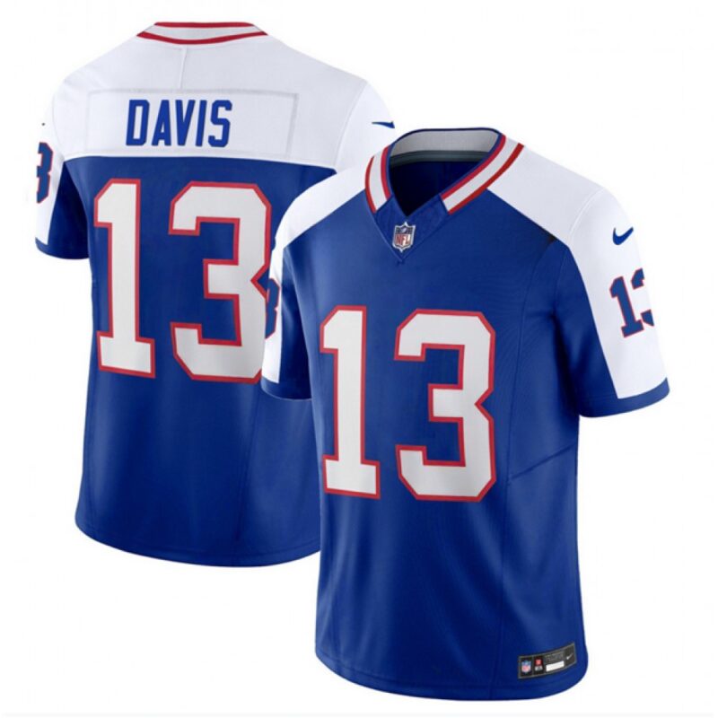 68624dabbb02a_1 Men's Buffalo Bills #13 Gabe Davis Blue/White 2023 F.U.S.E. Throwback Vapor Untouchable Limited Stitched Jersey