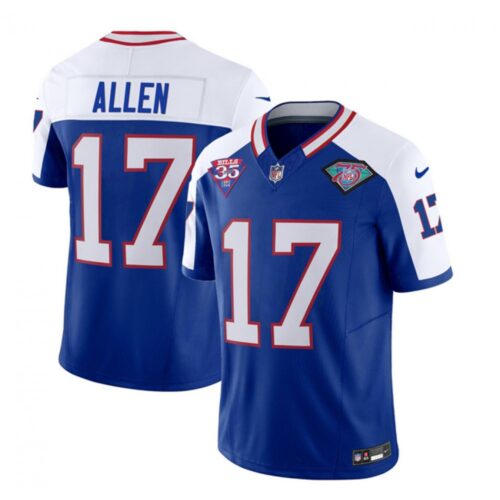68624db6042ad_1 Men's Buffalo Bills #17 Josh Allen Blue/White 35th And 75th Patch 2023 F.U.S.E. Throwback Vapor Untouchable Limited Stitched Jersey