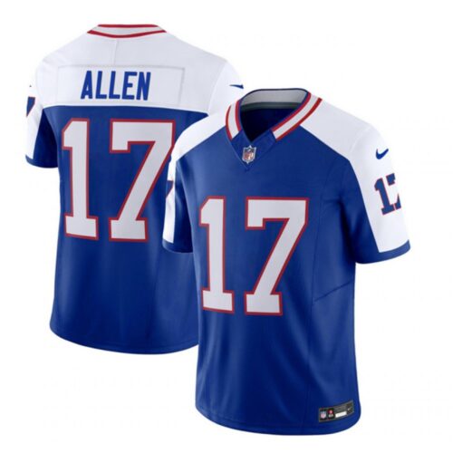 68624db95f628_1 Men's Buffalo Bills #17 Josh Allen Blue/White 2023 F.U.S.E. Throwback Vapor Untouchable Limited Stitched Jersey