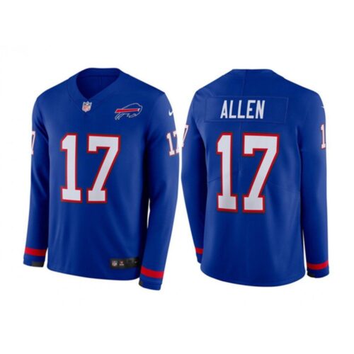 68624de6a82d4_1 Men's Buffalo Bills #17 Josh Allen Blue Long Sleeve Stitched Jersey