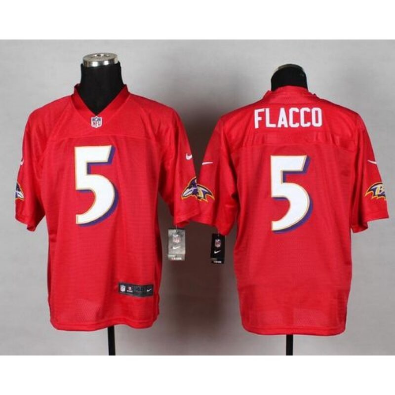 68624e98e248f_1 Ravens #5 Joe Flacco Red Men's Stitched NFL Elite QB Practice Jersey