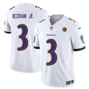 68624e9c57735_1 Men's Baltimore Ravens #3 Odell Beckham Jr. White 2023 F.U.S.E. With John Madden Patch Vapor Limited Football Jersey