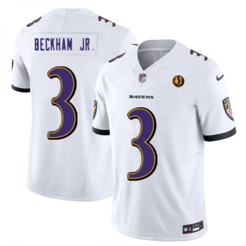68624e9c57735_1 Men's Baltimore Ravens #3 Odell Beckham Jr. White 2023 F.U.S.E. With John Madden Patch Vapor Limited Football Jersey