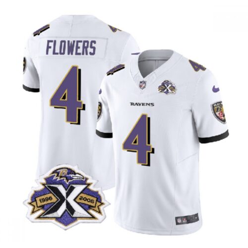 68624ea6a675e_1 Men's Baltimore Ravens #4 Zay Flowers White 2023 F.U.S.E With Patch Throwback Vapor Limited Jersey