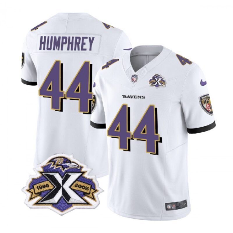 68624eaa4f941_1 Men's Baltimore Ravens #44 Marlon Humphrey White 2023 F.U.S.E With Patch Throwback Vapor Limited Jersey