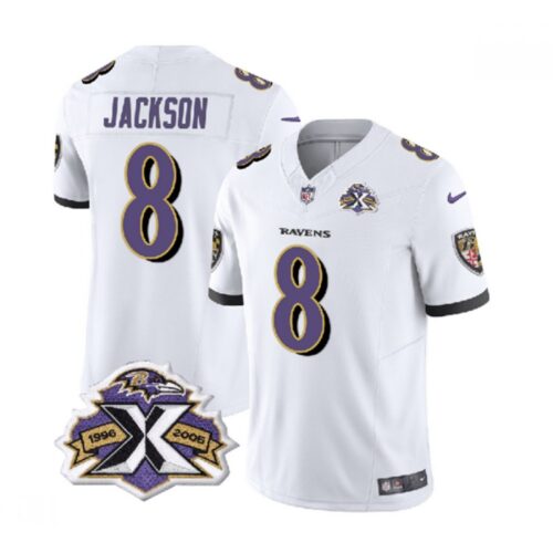 68624ead8eb10_1 Men's Baltimore Ravens #8 Lamar Jackson White 2023 F.U.S.E With Patch Throwback Vapor Limited Jersey