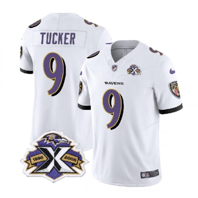 68624eb14286c_1 Men's Baltimore Ravens #9 Justin Tucker White 2023 F.U.S.E With Patch Throwback Vapor Limited Jersey