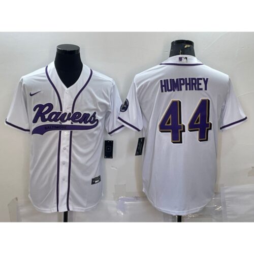 68624eb48b29e_1 Men's Baltimore Ravens #44 Marlon Humphrey White With Patch Cool Base Stitched Baseball Jersey