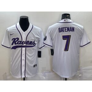 68624eb82b4d6_1 Men's Baltimore Ravens #7 Rashod Bateman White With Patch Cool Base Stitched Baseball Jersey