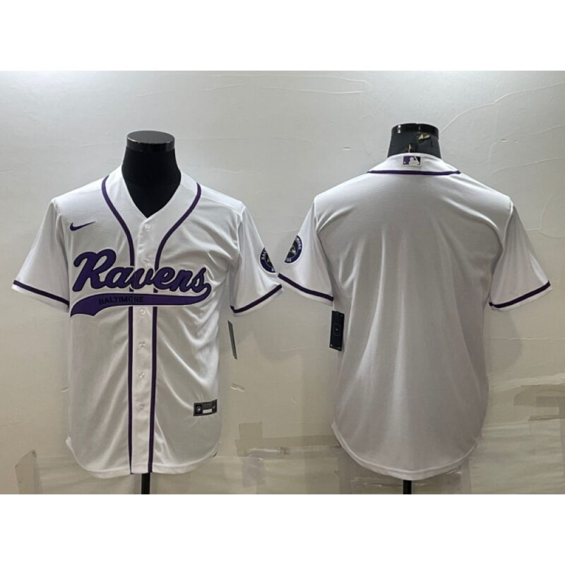 68624ec2eb0ec_1 Men's Baltimore Ravens Blank White With Patch Cool Base Stitched Baseball Jersey