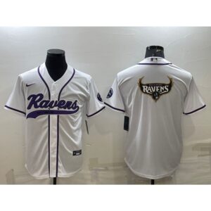 68624ec6042f1_1 Men's Baltimore Ravens White Team Big Logo With Patch Cool Base Stitched Baseball Jersey