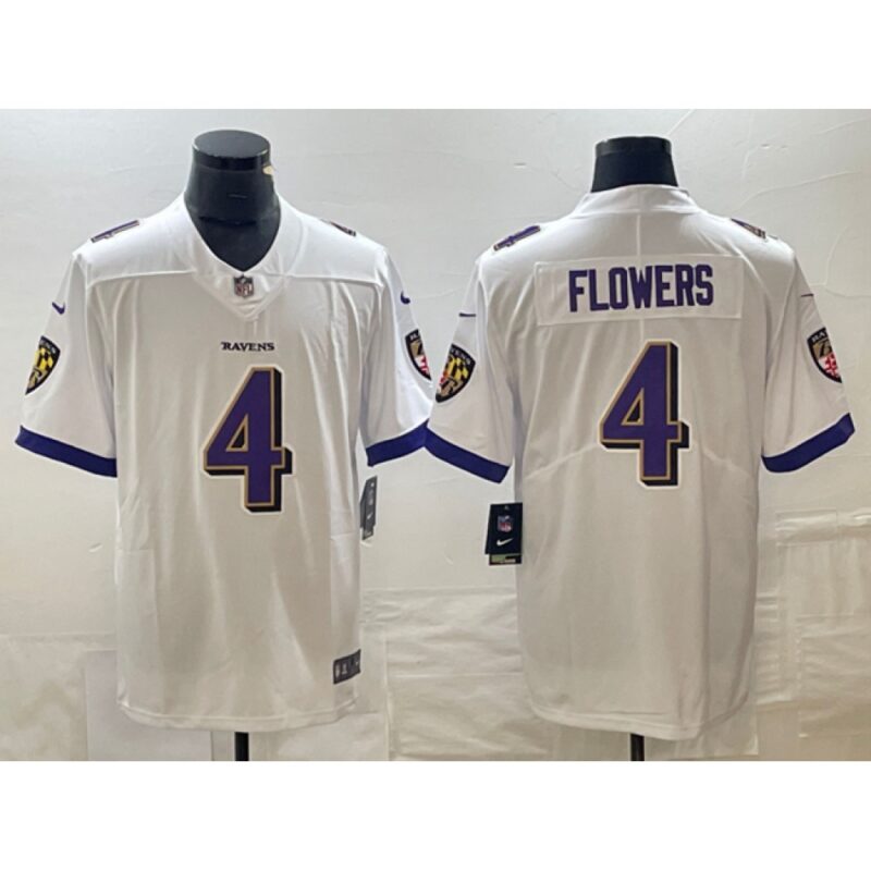 68624ed24ff9f_1 Men's Baltimore Ravens #4 Zay Flowers White Vapor Untouchable Football Jersey