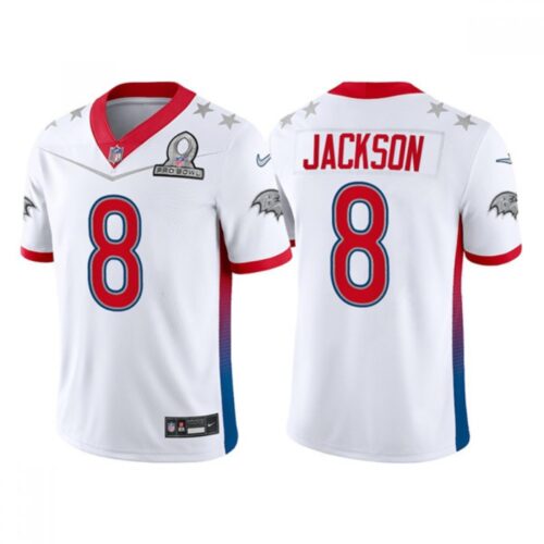 68624ed5bfa89_1 Men's Baltimore Ravens #8 Lamar Jackson 2022 White AFC Pro Bowl Stitched Jersey