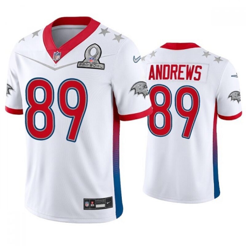 68624ed93b26a_1 Men's Baltimore Ravens #89 Mark Andrews 2022 White AFC Pro Bowl Stitched Jersey