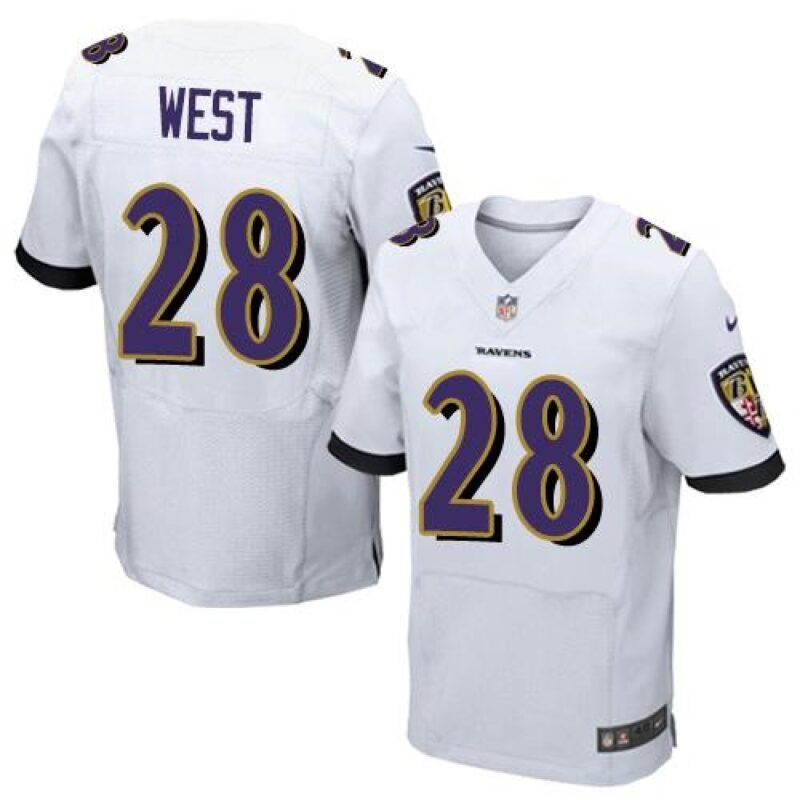 68624ee72b1b5_1 Ravens #28 Terrance West White Men's Stitched NFL New Elite Jersey