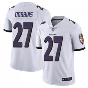 68624f29b9248_1 Men's Baltimore Ravens #27 J.K. Dobbins White Vapor Untouchable Limited Jersey