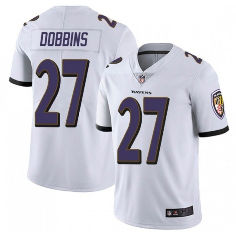 68624f29b9248_1 Men's Baltimore Ravens #27 J.K. Dobbins White Vapor Untouchable Limited Jersey