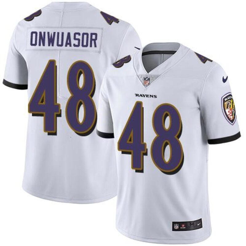 68624f3b80a54_1 Men's Baltimore Ravens #48 Patrick Onwuasor White Vapor Untouchable Limited NFL Jersey