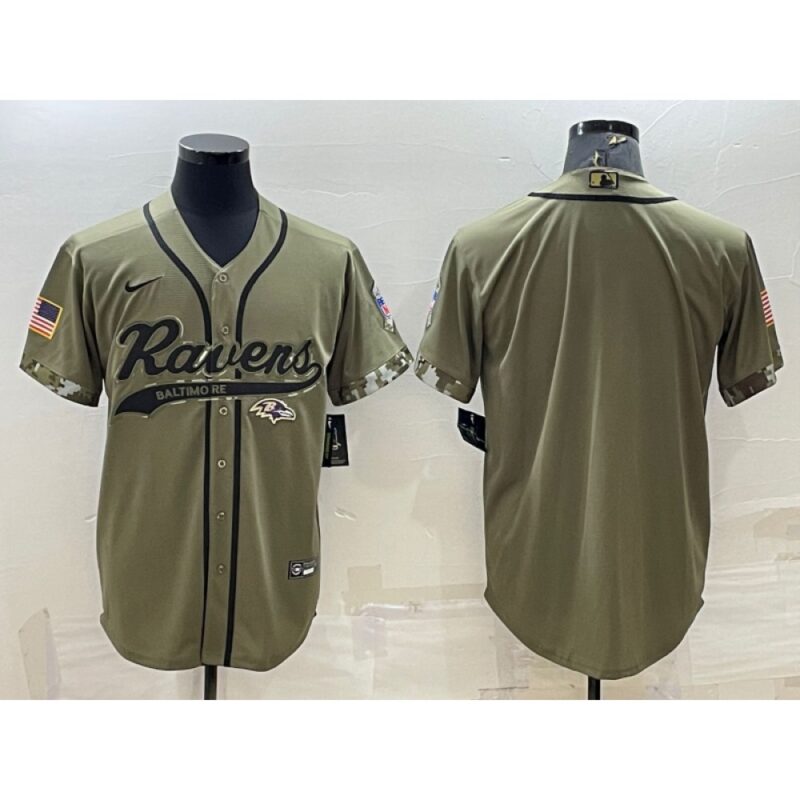 68624fcda231f_1 Men's Baltimore Ravens Blank Olive Salute to Service Cool Base Stitched Baseball Jersey