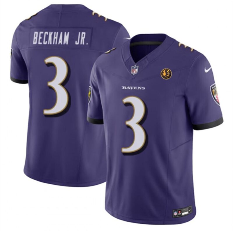 68624fde635f4_1 Men's Baltimore Ravens #3 Odell Beckham Jr. Purple 2023 F.U.S.E. With John Madden Patch Vapor Limited Football Jersey