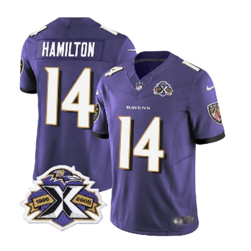 68624fe8704fb_1 Men's Baltimore Ravens #14 Kyle Hamilton Purple 2023 F.U.S.E With Patch Throwback Vapor Limited Jersey