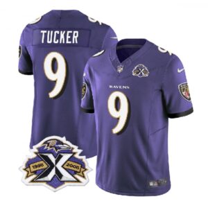 68624fef70c04_1 Men's Baltimore Ravens #9 Justin Tucker Purple 2023 F.U.S.E With Patch Throwback Vapor Limited Jersey