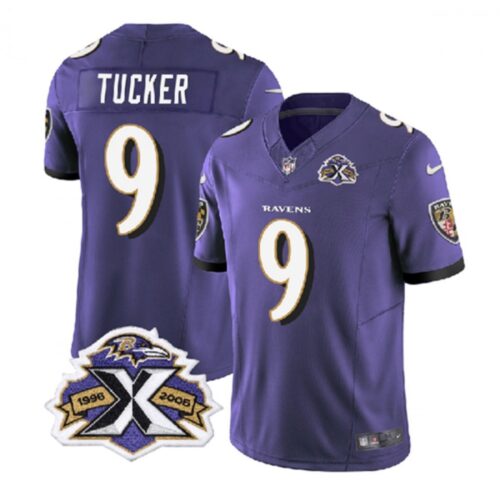 68624fef70c04_1 Men's Baltimore Ravens #9 Justin Tucker Purple 2023 F.U.S.E With Patch Throwback Vapor Limited Jersey