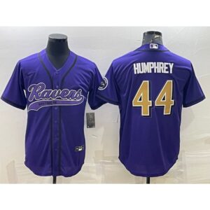68624ff2e7005_1 Men's Baltimore Ravens #44 Marlon Humphrey Purple Gold With Patch Cool Base Stitched Baseball Jersey