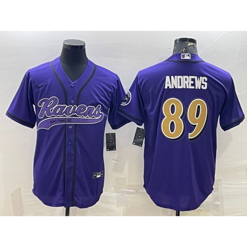 686250077104d_1 Men's Baltimore Ravens #89 Mark Andrews Purple Gold With Patch Cool Base Stitched Baseball Jersey