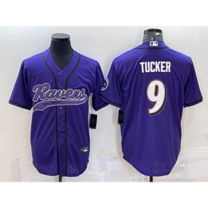 686250118d2f5_1 Men's Baltimore Ravens #9 Justin Tucker Purple With Patch Cool Base Stitched Baseball Jersey