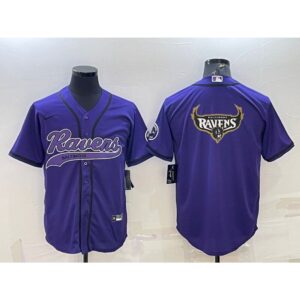 68625015011e8_1 Men's Baltimore Ravens Purple Team Big Logo With Patch Cool Base Stitched Baseball Jersey