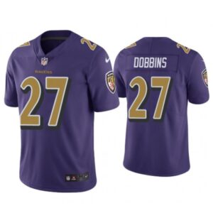 686250b549a19_1 Men's Baltimore Ravens #27 J.K. Dobbins Purple Limited Color Rush Jersey