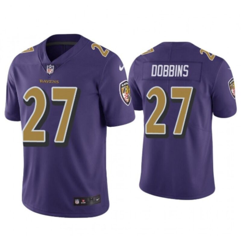 686250b549a19_1 Men's Baltimore Ravens #27 J.K. Dobbins Purple Limited Color Rush Jersey
