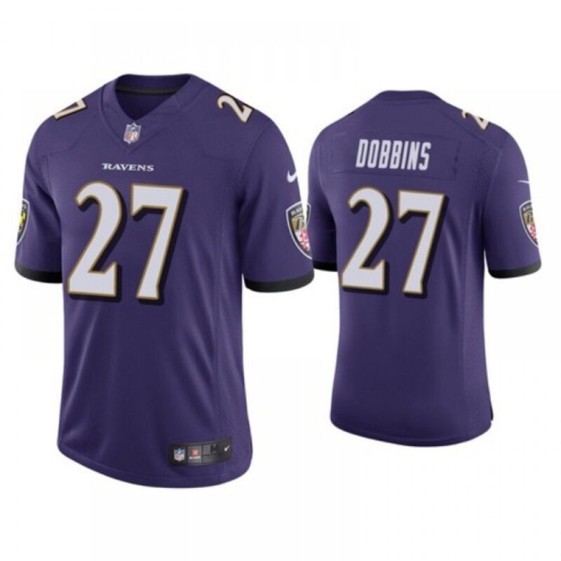 686250b8acb84_1 Men's Baltimore Ravens #27 J.K. Dobbins Purple Limited Jersey