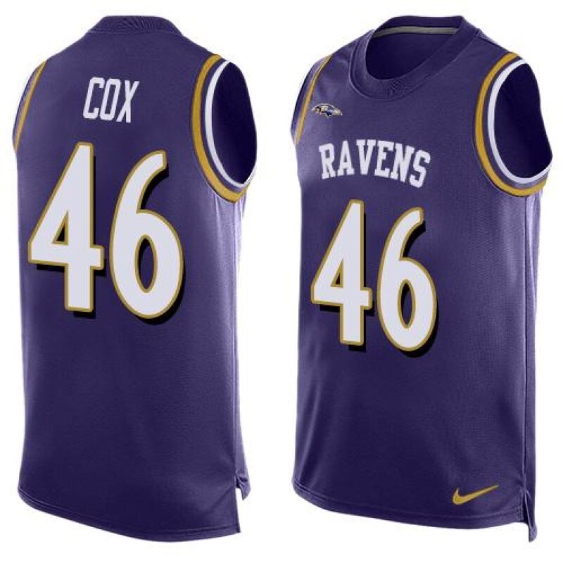 686250e935bdf_1 Ravens #46 Morgan Cox Purple Team Color Men's Stitched NFL Limited Tank Top Jersey