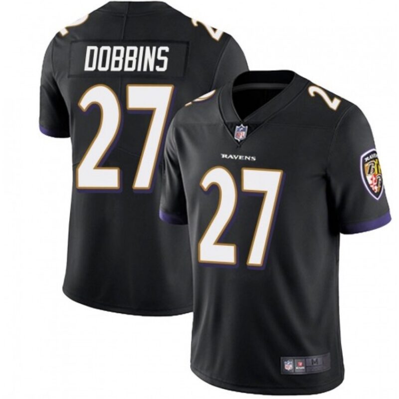686251363debc_1 Men's Baltimore Ravens #27 J.K. Dobbins Black Vapor Untouchable Limited Jersey