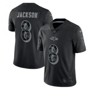 686251a41d63c_1 Men's Baltimore Ravens #8 Lamar Jackson Black Reflective Limited Stitched Football Jersey