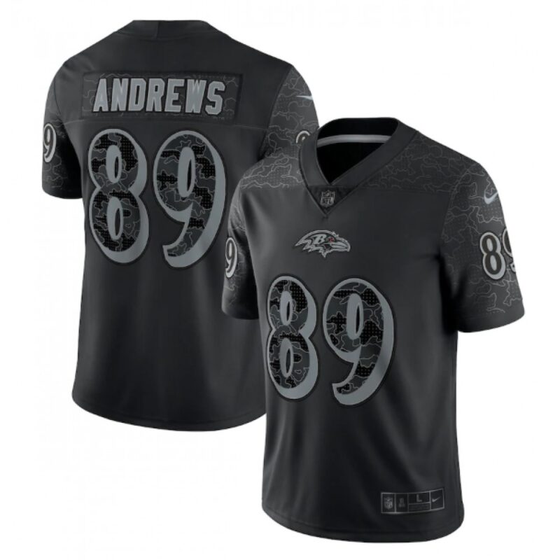 686251cd12ea1_1 Men's Baltimore Ravens #89 Mark Andrews Black Reflective Limited Stitched Football Jersey