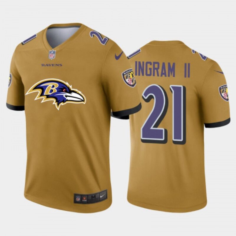 6862520d39653_1 Men's Baltimore Ravens #21 Mark Ingram II Gold 2020 Team Big Logo Inverted Legend Stitched Jersey