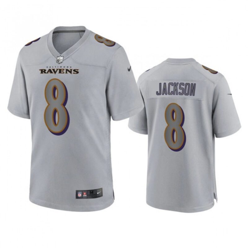 6862521fbef18_1 Men's Baltimore Ravens #8 Lamar Jackson Gray Atmosphere Fashion Stitched Jersey